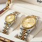Luxury Couple Watches Set – Golden & Silver Elegance ⌚💛