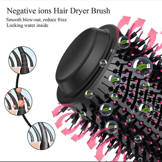 🤚Say goodbye to juggling a hair dryer, round brush, and styling tools. This **4-in-1 Negative Ion Hair Dryer Brush** dries, smooths, volumizes, and styles, all at once.
‎